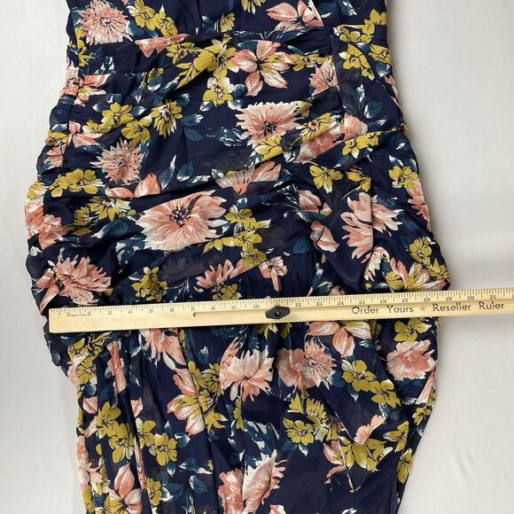 Lulus Floral Ruche Maxi Dress Women's Large Blue Floral Flowercore Coquette - Picture 16 of 16